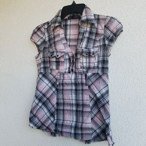 Pink and black striped top